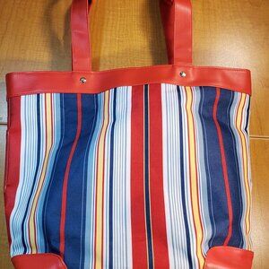 Multi Striped Tote Bag from Lancome with extra cosmetic bag